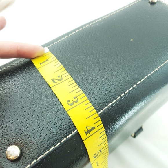 Kate Spade Womens Black Leather Retro Double Handle Satchel Handbag Purse - Picture 10 of 15